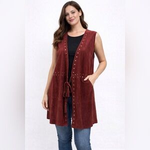 Ruby Rd. Burgundy Sleeveless Vest with Embellishments
